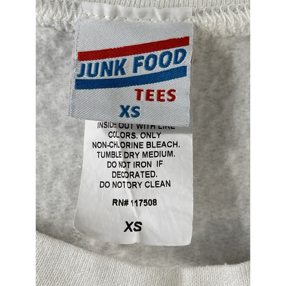 Junk Food Tees AC/DC Long Sleeve White Sweatshirt Womens XS Has Some Wear - Picture 3 of 9